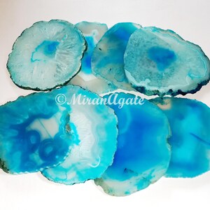 Turquoise Agate Coasters, Natural Gold or Silver Edge, Stone Drink Coasters, Table Decor, Handmade Gift image 8