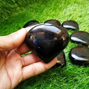 Black Obsidian Puffy Hearts Pocket Healing Crystal Stone 1Lb / 450 Gram