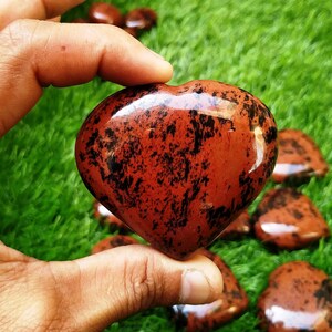 Mahogany Obsidian Puffy Hearts Pocket Healing Crystal Gemstone 1Lb / 450 Gram