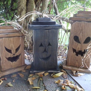 Rustic wood Jack o lantern, Custom Halloween wood pumpkin Handmade Halloween lantern Halloween decorations Trick or Treat wood lantern