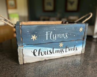 Christmas Eve Box Christmas Crate Rustic crate & custom storage box, personalised  crates, story book crate   nursery decor