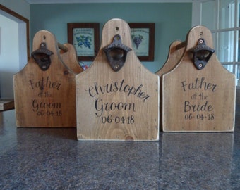 Custom set wooden beer caddies /Tote carriers Six pack personalised wedding groomsman gift sets, Groom Best man Usher Father of the Bride