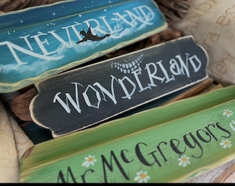 Fairytale and Storybook signs  Wonderland, Neverland, 100 Acre Wood Nursery and school Decor