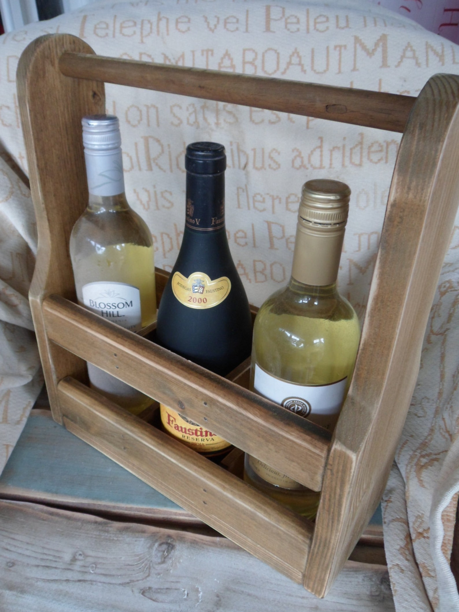 Rustic 3 Wine Bottle Wooden Holder/caddy Wedding & Etsy UK