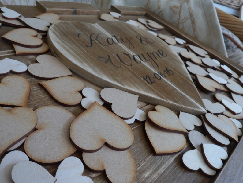 Wedding heart guest book, solid wood personalised wedding heart drop box , alternative custom heart guest book , shabby chic guest book image 2