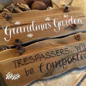 Custom Grandad's garden plaque. Unique birthday, anniversary & memorial gift. Trespassers will be composted sign. Handpainted custom sign image 8