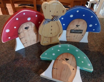 Fairy door, newborn and christening wooden  plaques. Nursery decor.