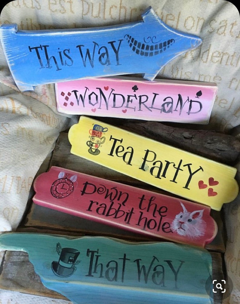 This way that way not this way Wonderland Fairytale Storybook signpost sign School reading corner Baby Nursery decor Custom wedding decor image 6