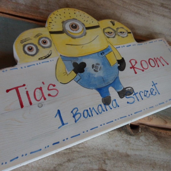 Childrens personalised  bedroom door signs... for your little ones. Minions, Minnie & Micky Mouse Fireman Sam Frozen Cars Peppa Pig Gruffalo