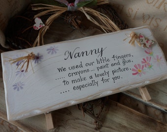 Gifts for Nan, Nanny Gran Granny Grandma. Hand crafted wood sign with pegs to hold lovely pictures. Mothers Day gift from grandchildren