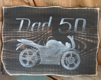 Motorbike themed gifts for 18th 21st 30th 40th 50th 60th 70th 80th Birthday gifts. Unusual wooden signs & gifts for him,  Fathers Day gifts