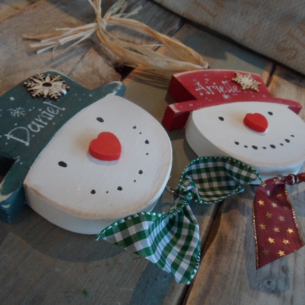 Personalised handmade hanging snowmen decoration. Custom Christmas decorations Teacher Gift Mantel decor Stocking name tag  Christmas gifts