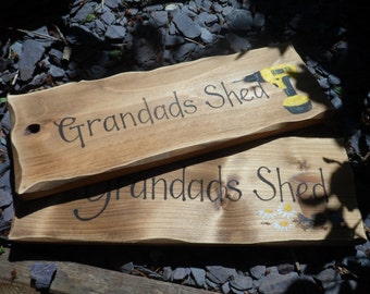 Grandad's Shed Sign  Personalised wooden signs Dad's workshop Custom hand painted designs Birthday Christmas gifts for Dad  Grandpa Popsgift