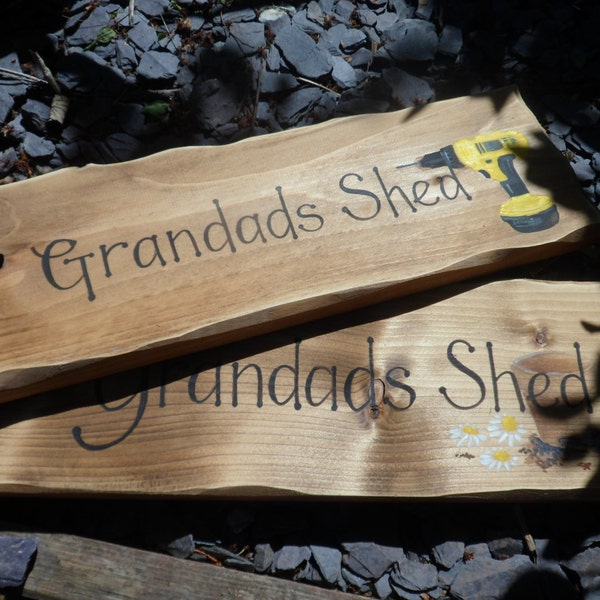 Grandad's Shed Sign  Personalised wooden signs Dad's workshop Custom hand painted designs Birthday Christmas gifts for Dad  Grandpa Popsgift