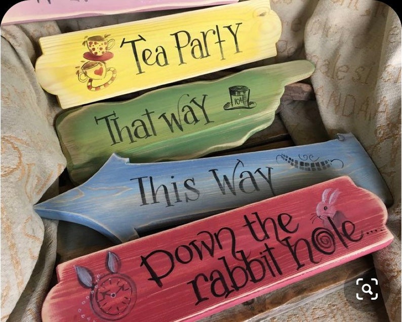 This way that way not this way Wonderland Fairytale Storybook signpost sign School reading corner Baby Nursery decor Custom wedding decor image 7