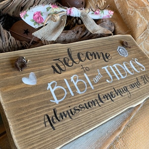 Welcome to Nan and Grandad&#39;s Sign admission a hug Personalised wooden signs for grandparents  Birthday Christmas gifts for Grandpa Popsgift