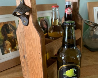 Rustic 3 bottle Ale Cider bottle wooden holder/caddy, wedding & anniversary gift, personalised groomsman, Fathers Day, special birthday gift