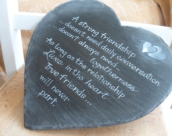 Hanging welsh slate hearts,  friendship quotes, Handmade thoughtful keepsake sign for Best friends  Memorial signs  Best friends sign