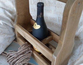 Rustic 3 wine bottle, wooden holder/caddy, wedding & anniversary gift, personalised groomsman, Fathers Day, special birthday gift