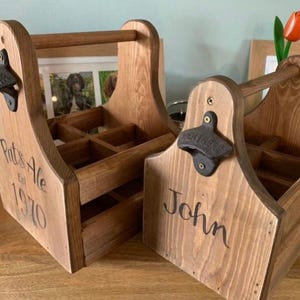 Custom Wood beer caddy gift Six pack beer crate Personalised groomsman gift Best man Usher Fathers Day gift Teacher Retirement Gifts for him