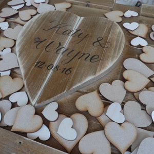 Wedding heart guest book, solid wood personalised wedding heart drop box , alternative custom heart guest book , shabby chic guest book image 4