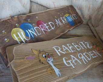 Winnie the Pooh inspired Single & Multi pack signpost signs 100 ACRE woods Piglets House Rabbits garden Owls house Pooh bears house Nursery