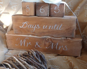 Wedding countdown blocks, days or weeks until we become Mr & Mrs...... personalised bridal shower gifts , days until we say I do