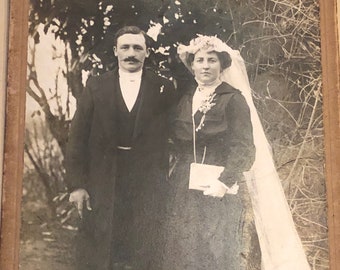 Early 20th Century French rural Wedding Photograph - G. Domeau, 19 Grande-Rue, Mayenne