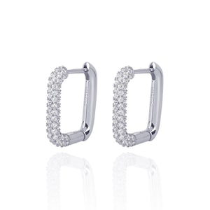 Celiné Full Pavé Pm Treasure Rectangle Hoops - silver