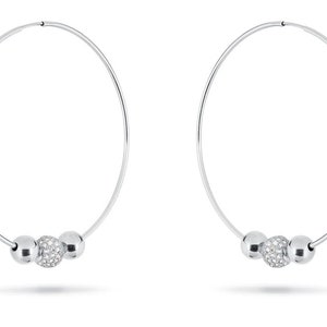 Noura Pavé - Modern creole with pavé ball - silver