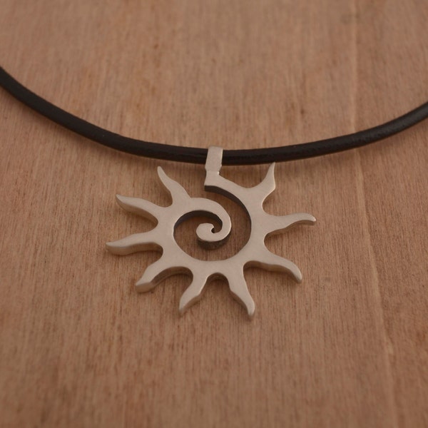 Sonne und Spirale Anhänger, Primitive Anhänger Kollektion, Sterling Silber Anhänger, Eternity Anhänger, Harmonie Halskette, Halskette für Männer, MA111