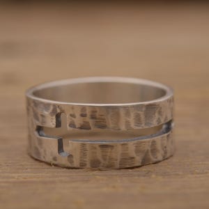 Christian Ring for Men, Sterling Silver Cross Ring, Free inside engraving, 9mm wide, DA908