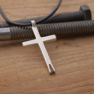Black Diamond Cross Necklace for Men, Sterling Silver Cross Pendant with Black Diamond for him, ST800