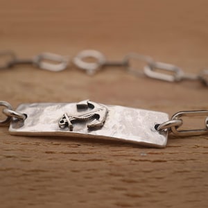 Sterling Silver Anchor Bracelet, Sea Lover Chain Bracelet, Navy, Nautical Statement Jewelry BA163