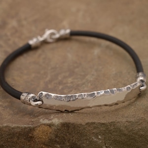 Herren Armband aus Sterling Silber & Leder, BA184