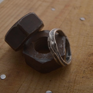 Sterling Silver Ring for Men, Oxidized Organic Promise Ring for him, Alternative Wedding Band, DA135
