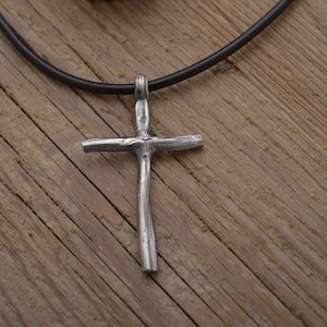 Artistic Cross Faith Necklace, Sterling Silver Cross Pendant for Men or Women, ST789