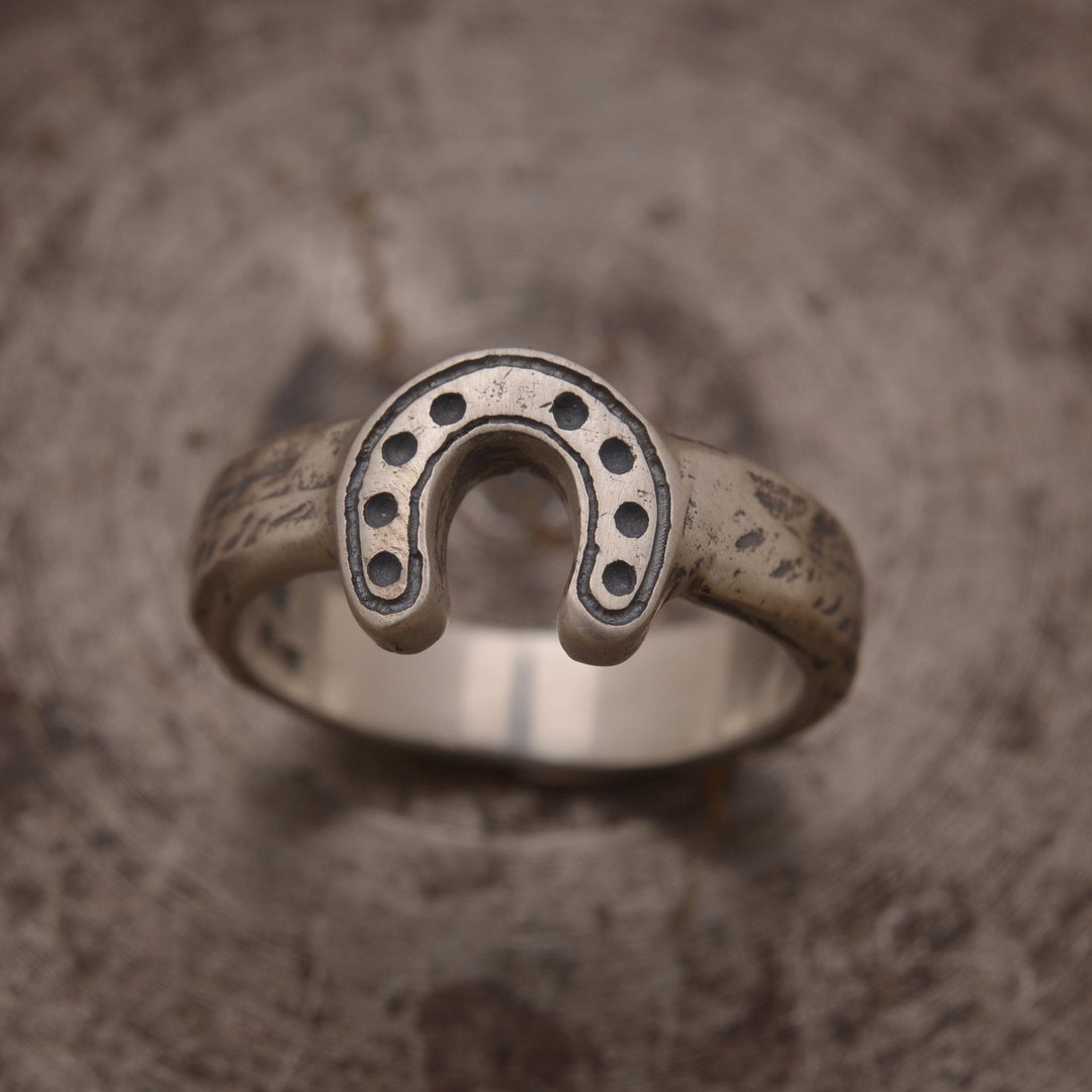 Horseshoe Ring, Men's Sterling Silver Lucky Ring, 5mm Width, Good Luck ...