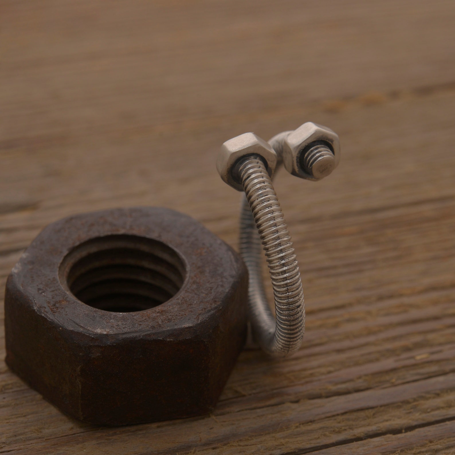 Bolt Nut Ring for Men Sterling Silver Screw Ring Hardware Etsy New Zealand