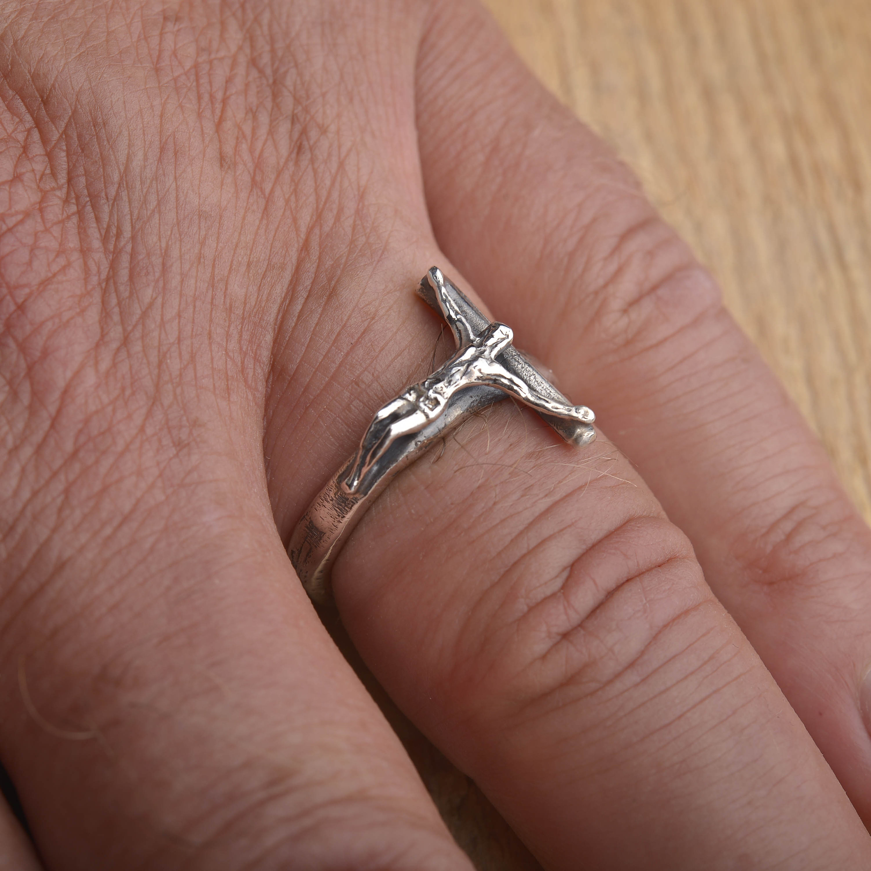 Sterling Silver Crucifix Ring for Men Women Jewelry for