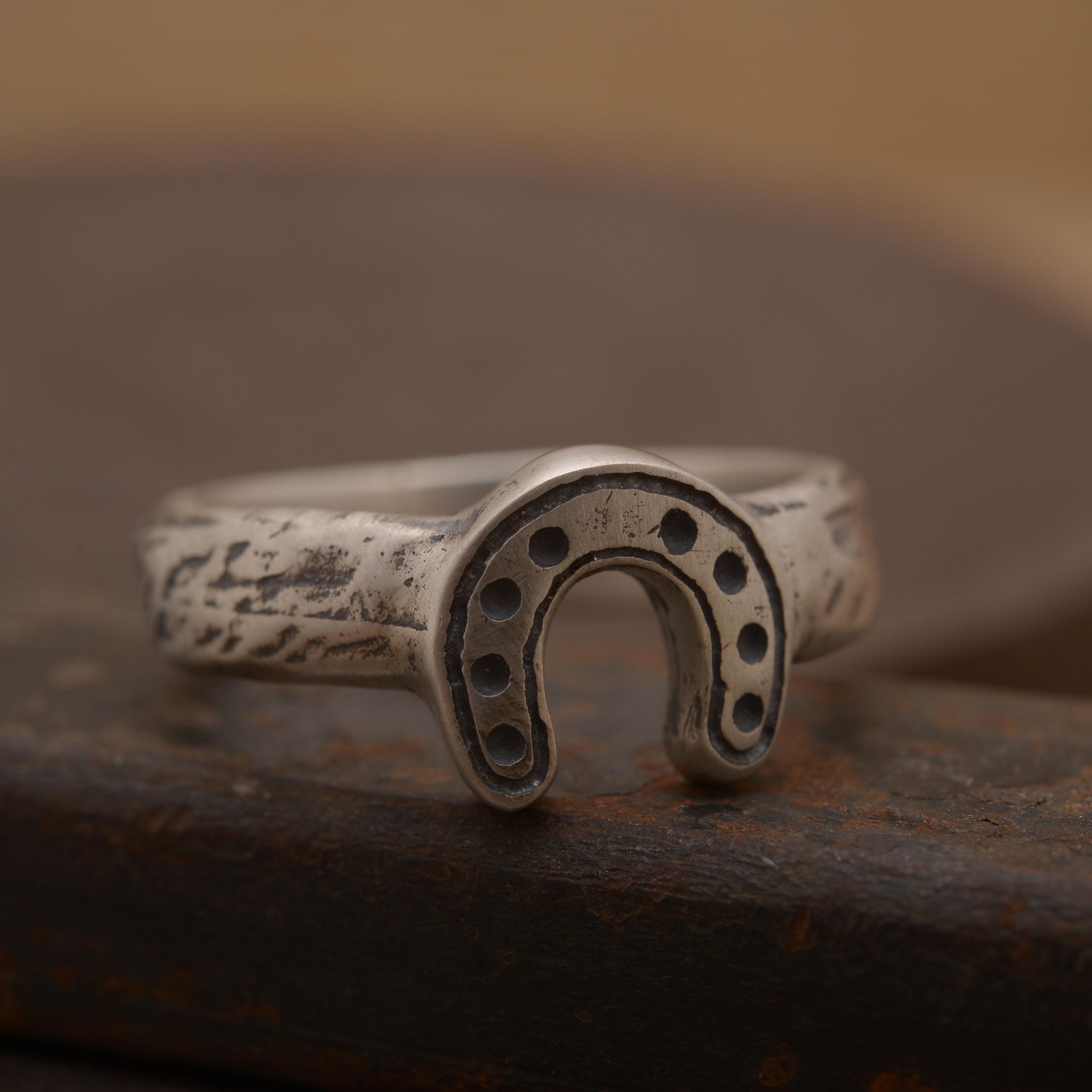 Horseshoe Ring, Men's Sterling Silver Lucky Ring, 5mm Width, Good Luck ...