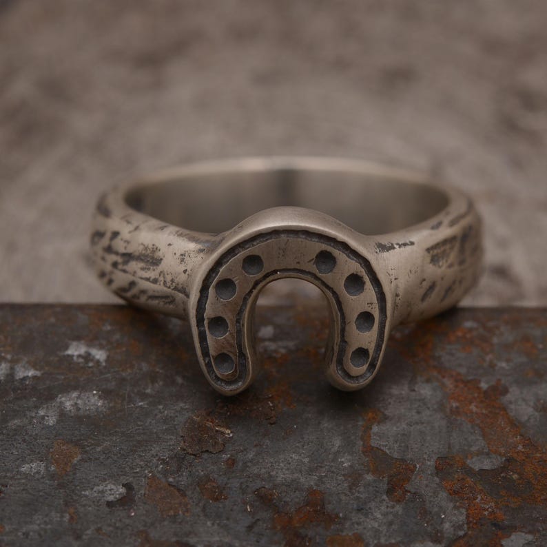 Horseshoe Ring, Men's Sterling Silver Lucky Ring, 5mm Width, Good Luck ...