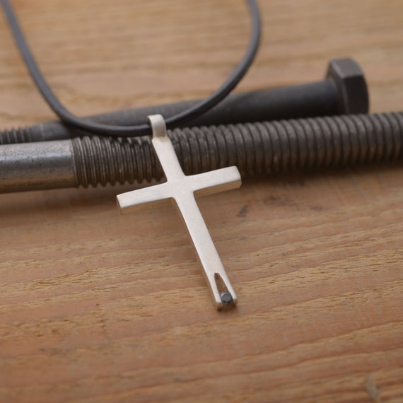 Mens black diamond cross necklace deals