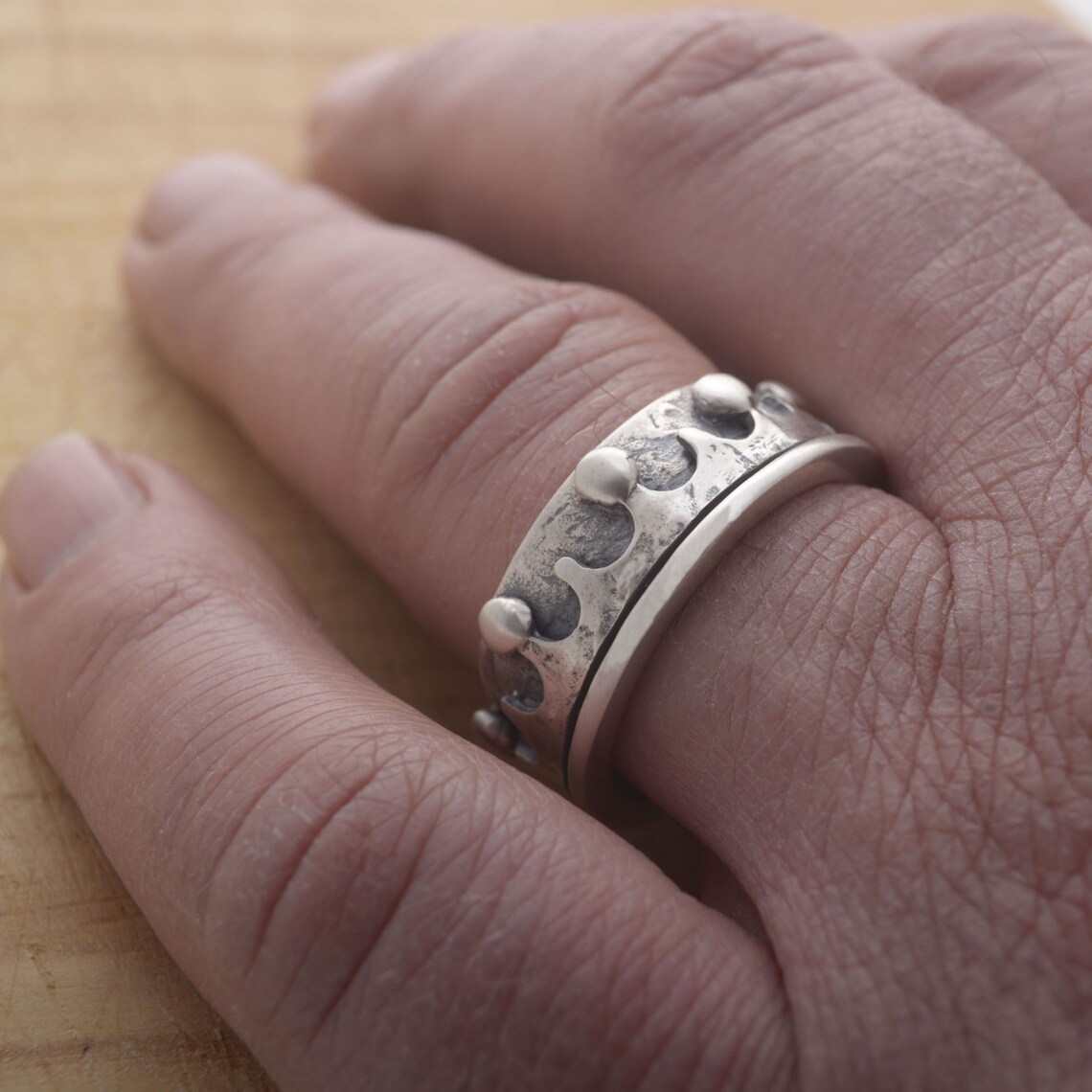 King Ring for Men Sterling Silver Royal Ring for Men 10mm Etsy
