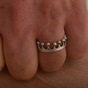 King Ring, Sterling Silver Crown Ring for Men, DA82