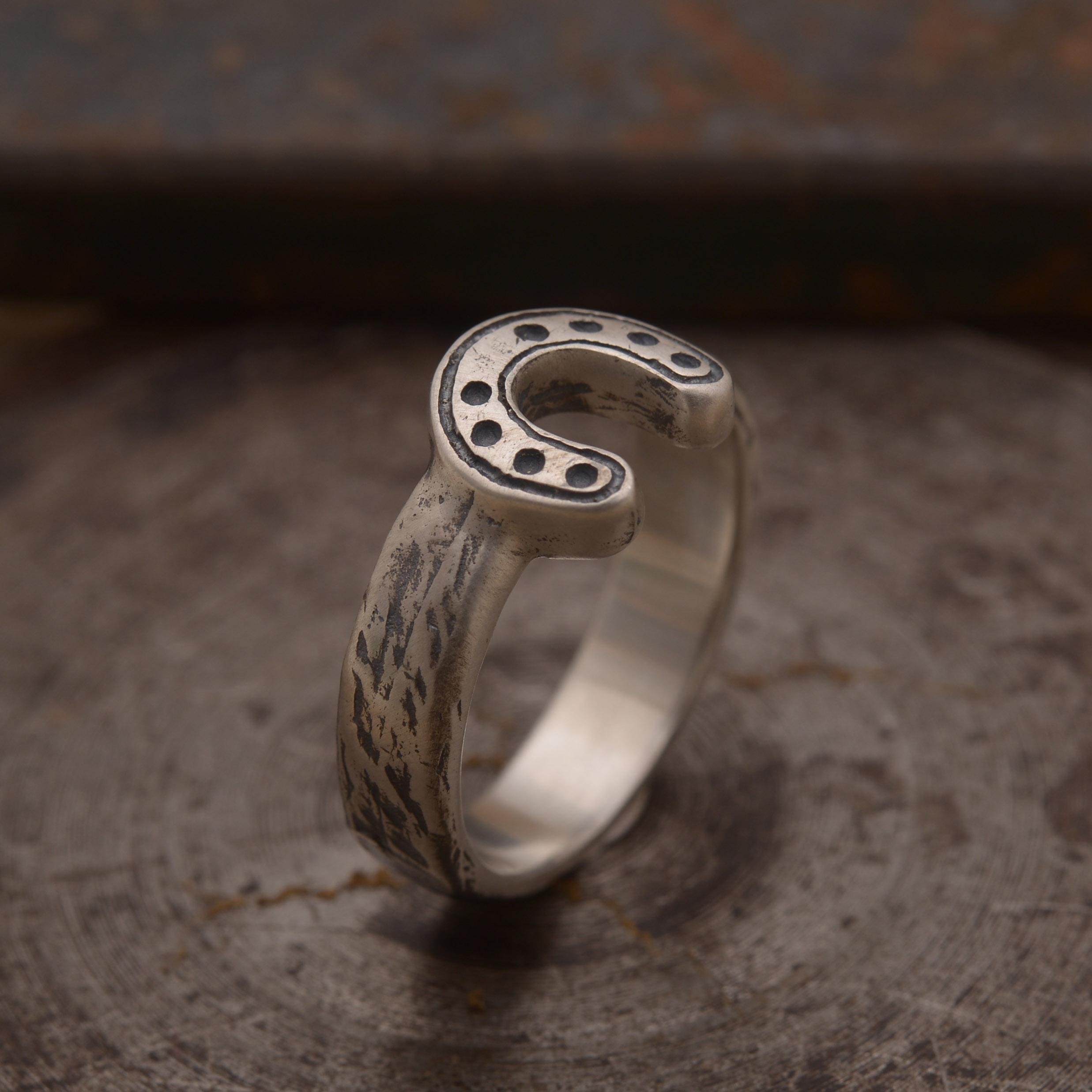 Horseshoe Ring, Men's Sterling Silver Lucky Ring, 5mm Width, Good Luck ...