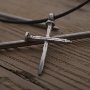Sterling Silver Nail Cross, Mens Art Christian Gift, ST780