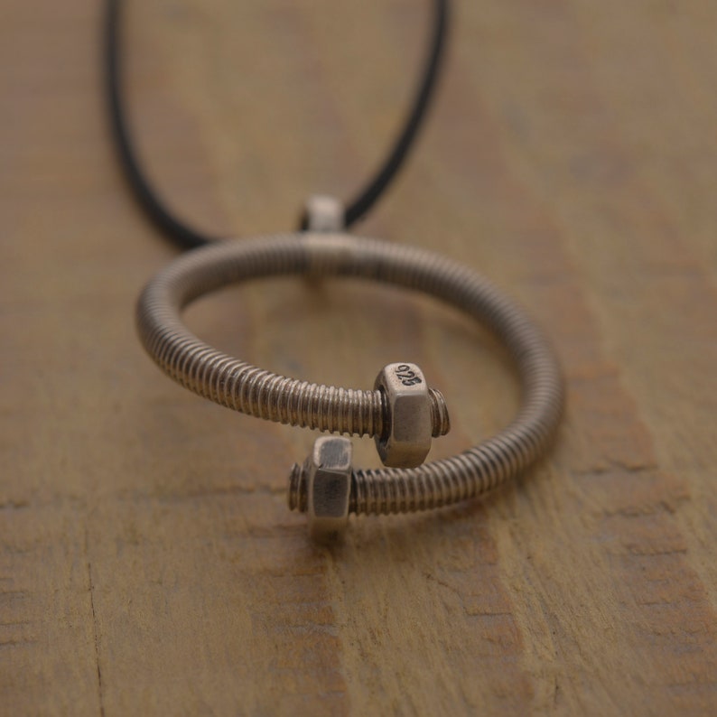 Bolt & Nut Necklace for Men Sterling Silver Screw Pendant Etsy