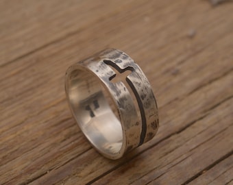 Kreuz Sterling Silber Ring für Männer, Glauben Ring, christliches Geschenk, freie Innengravur, DA908