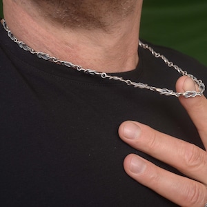 Sterling Silver Men&#39;s Necklace, Knots of Hercules, Urban jewelry for him, KA11